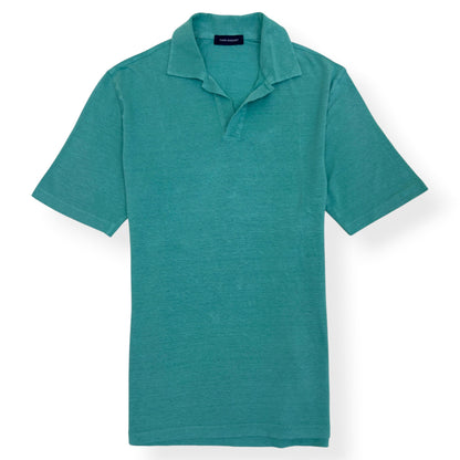 THOM SWEENEY LINEN POLO TEAL M | Medium, Teal