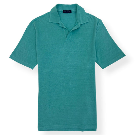 THOM SWEENEY LINEN POLO TEAL M | Medium, Teal