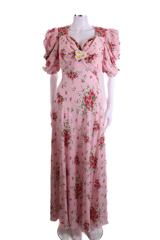 Rodarte S/S Floral Daisy Detail Dress Pink/ White M | O/S, Pink