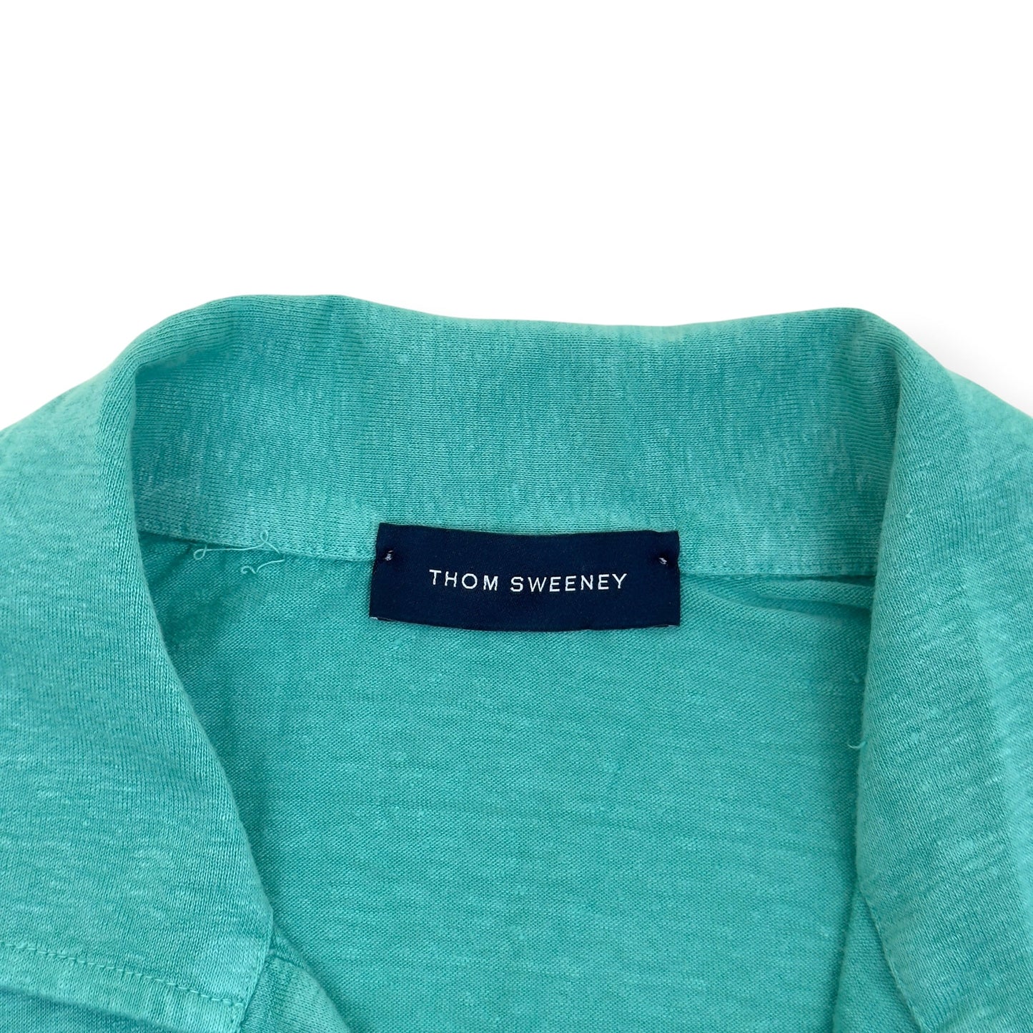 THOM SWEENEY LINEN POLO TEAL M | Medium, Teal