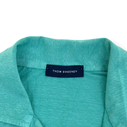 THOM SWEENEY LINEN POLO TEAL M | Medium, Teal