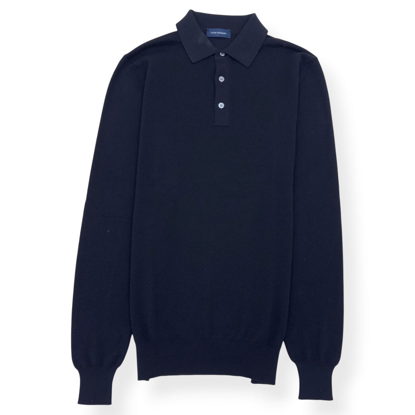 THOM SWEENEY MERINO WOOL KNITTED POLO BLACK L | Large, Black