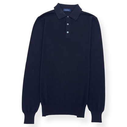 THOM SWEENEY MERINO WOOL KNITTED POLO BLACK L | Large, Black