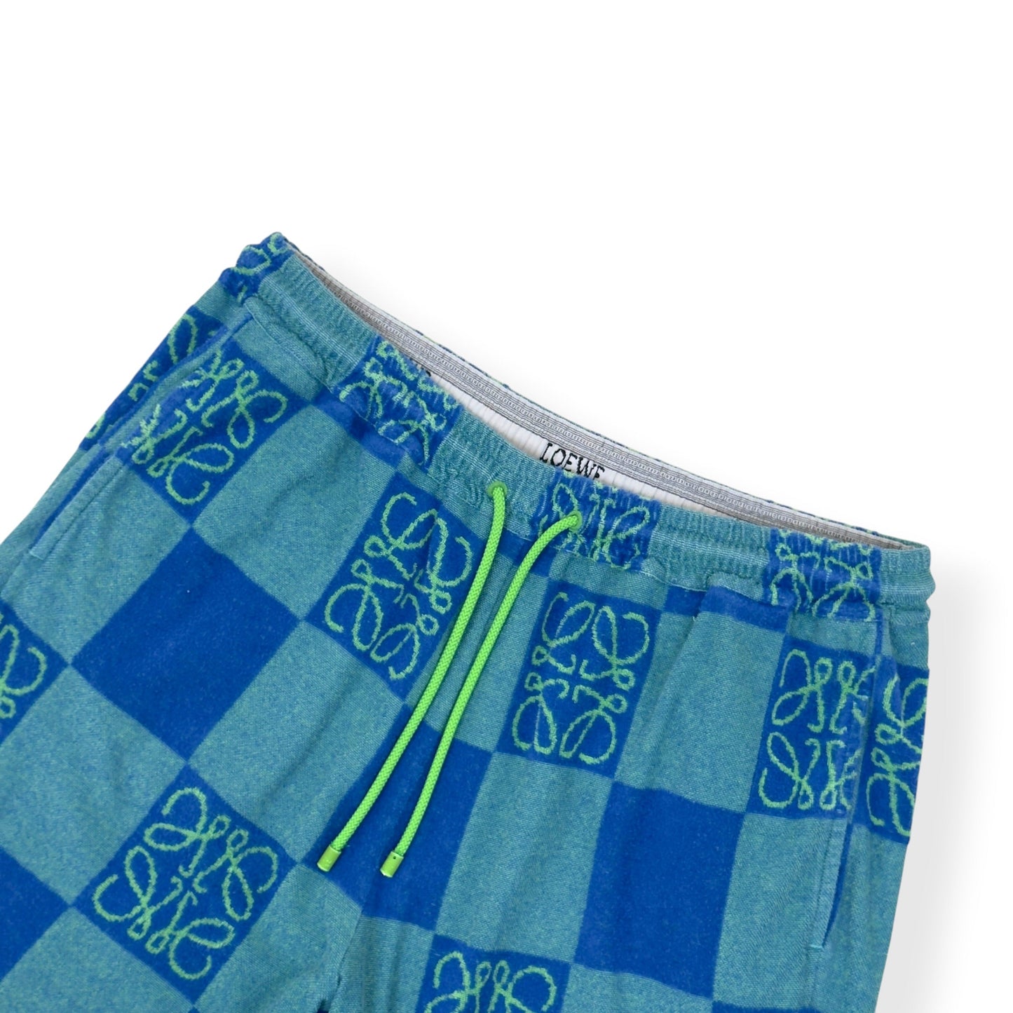 LOEWE X PAULA'S IBIZA ANAGRAM CHECKERBOARD SHORTS BLUE XXL | XXL, Blue