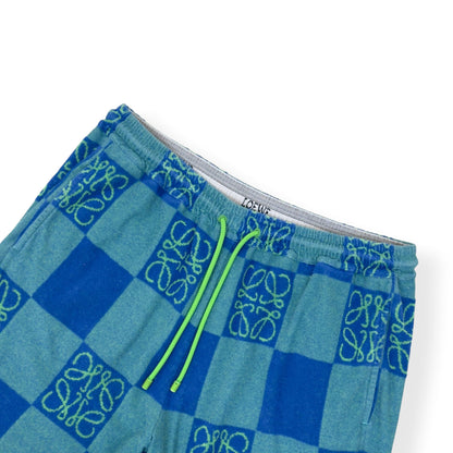 LOEWE X PAULA'S IBIZA ANAGRAM CHECKERBOARD SHORTS BLUE XXL | XXL, Blue
