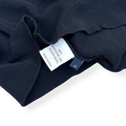 THOM SWEENEY MERINO WOOL KNITTED POLO BLACK L | Large, Black