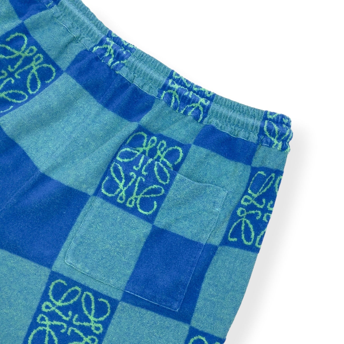 LOEWE X PAULA'S IBIZA ANAGRAM CHECKERBOARD SHORTS BLUE XXL | XXL, Blue