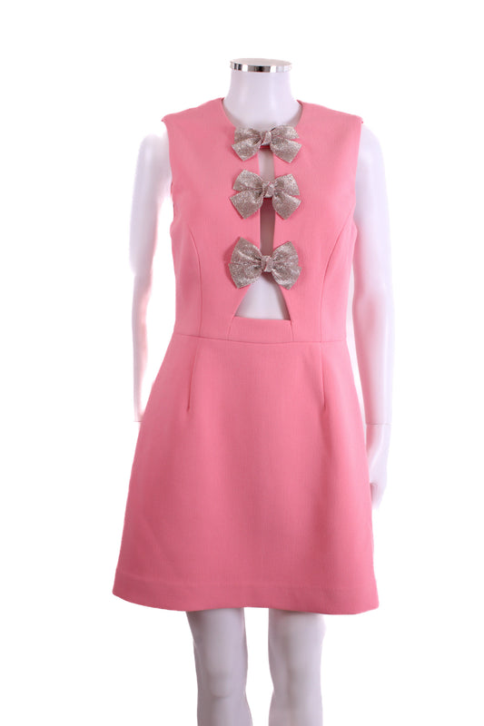 Rebecca Vallance S/S Rhinestone Bow Dress Pink 12 | O/S, Pink
