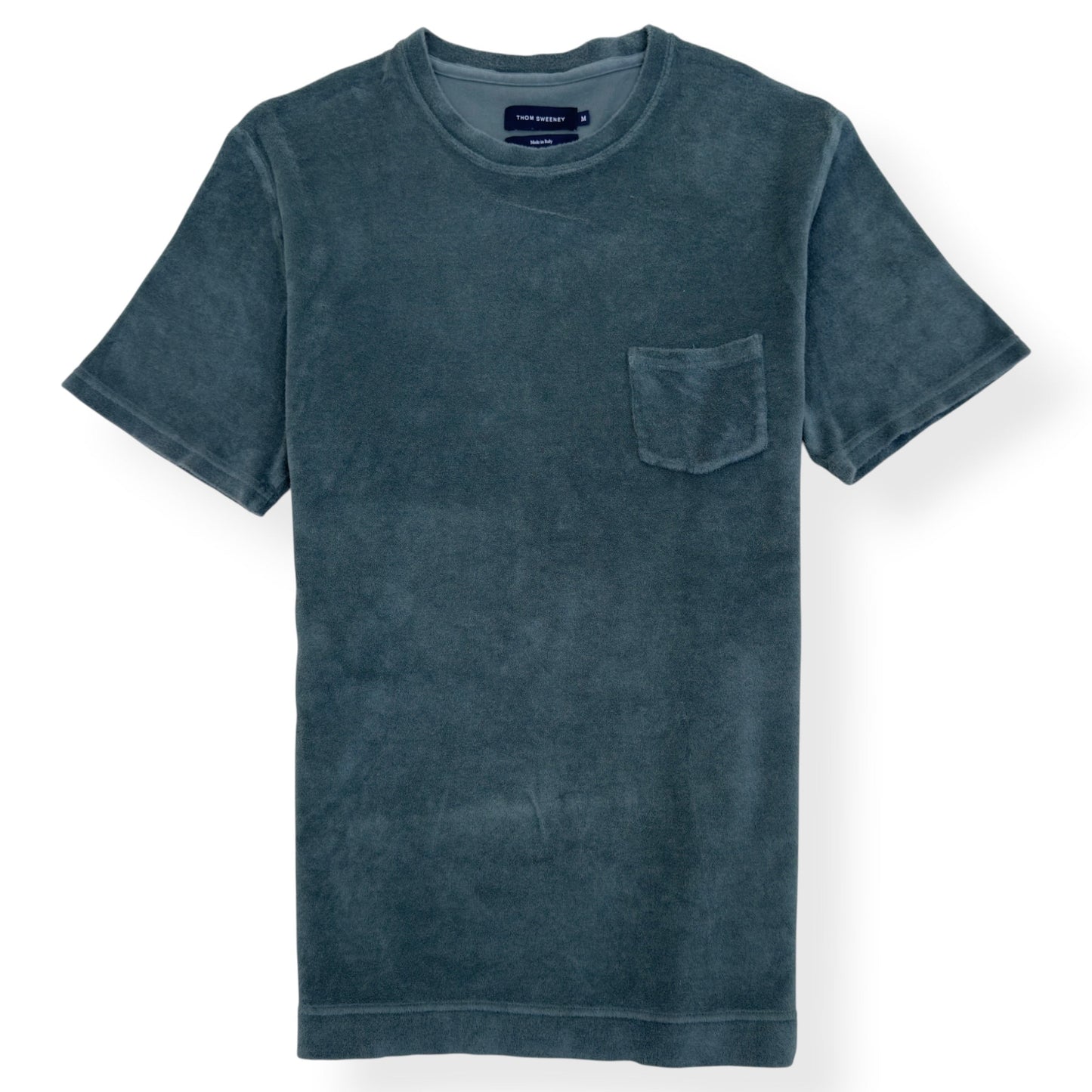 THOM SWEENEY TERRY COTTON POCKET T-SHIRT GREEN M | Medium, Green