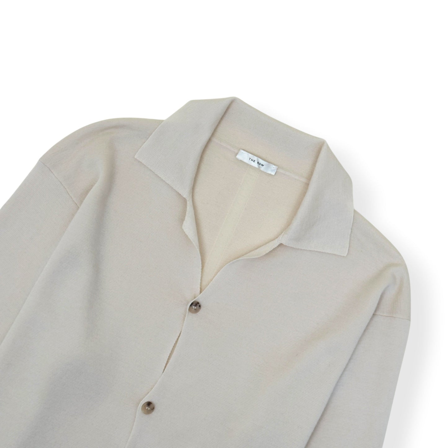 THE ROW CASHMERE OPEN COLLAR BUTTON CARDIGAN CREAM M | Medium, Cream