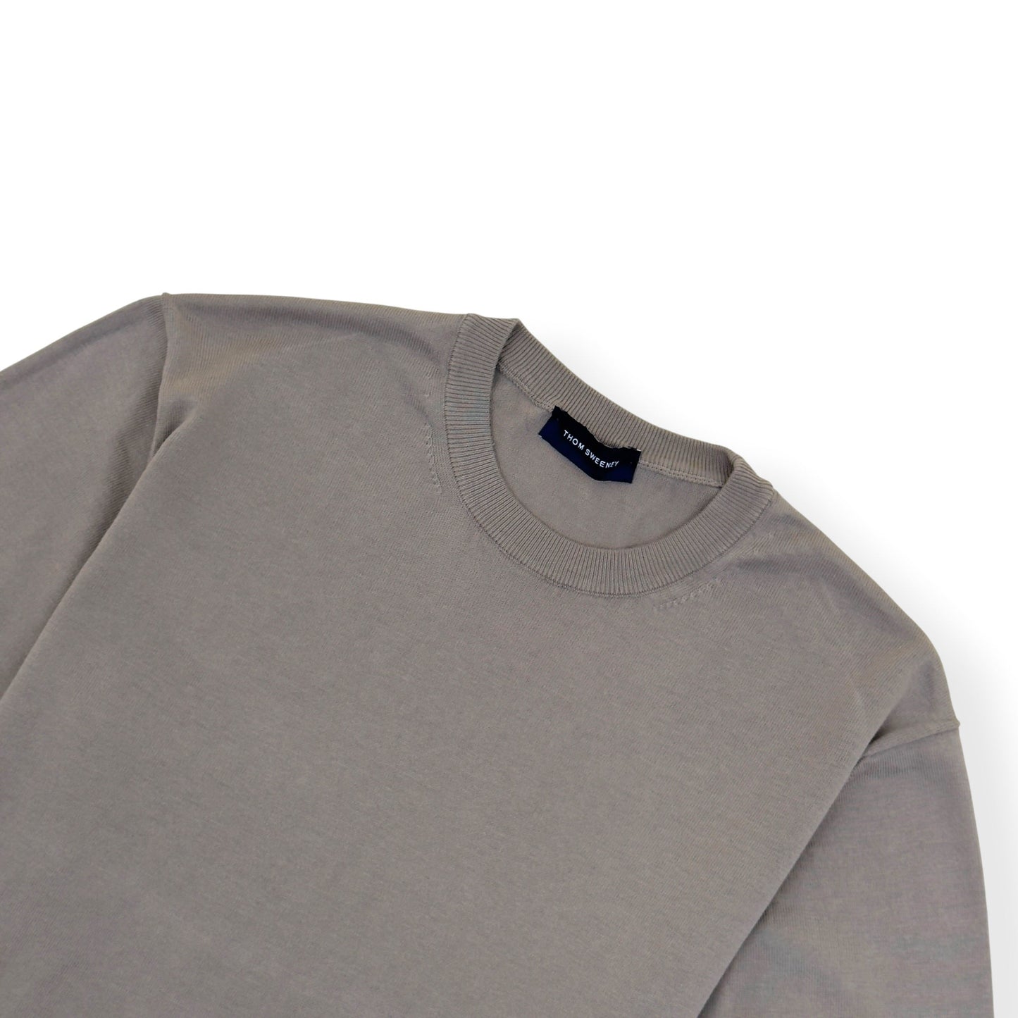 THOM SWEENEY KNITTED COTTON T-SHIRT TAUPE L | Large, Taupe