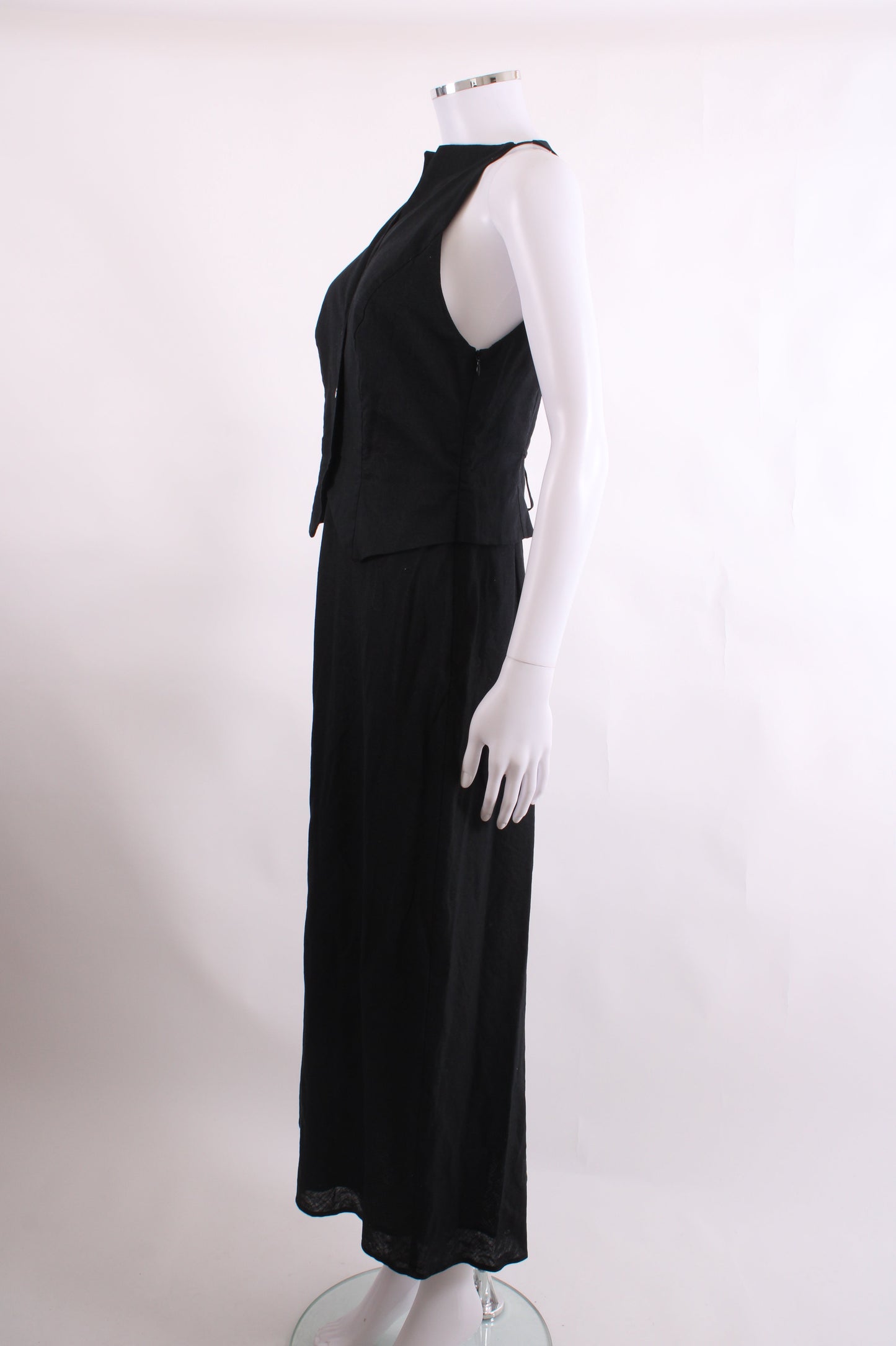 Rixo S/S Waistcoat Dress Black 10 | O/S, Black