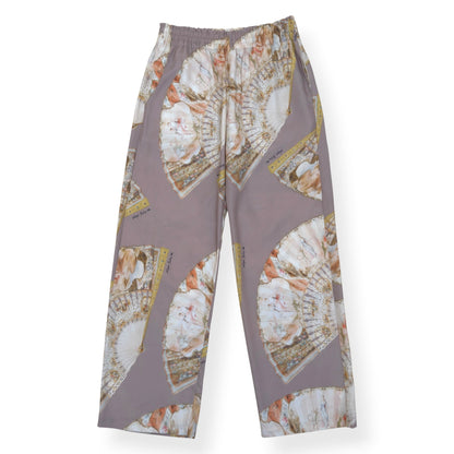 ACNE STUDIOS FAN PRINT WIDE LEG TROUSERS BEIGE SIZE 50 / L | Large, Beige