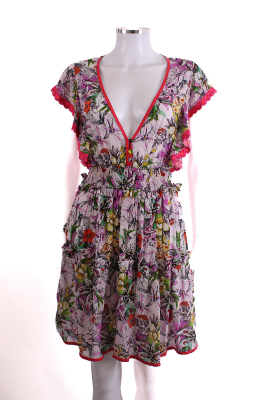 TAJ Floral Mini Dress White 0 | O/S, White