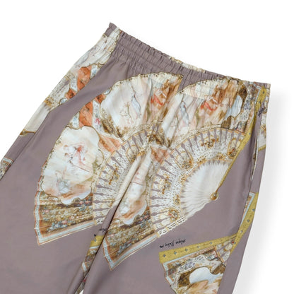 ACNE STUDIOS FAN PRINT WIDE LEG TROUSERS BEIGE SIZE 50 / L | Large, Beige