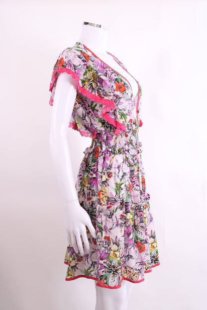 TAJ Floral Mini Dress White 0 | O/S, White