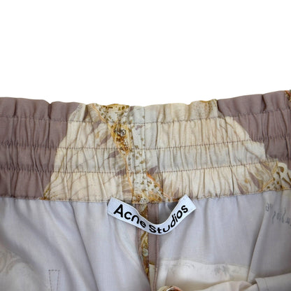 ACNE STUDIOS FAN PRINT WIDE LEG TROUSERS BEIGE SIZE 50 / L | Large, Beige