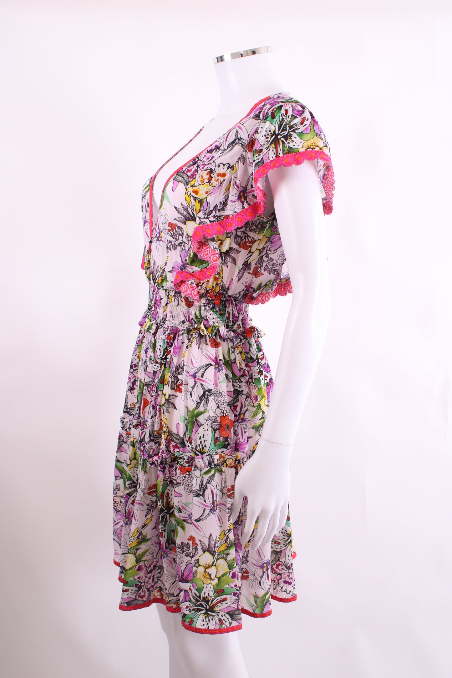 TAJ Floral Mini Dress White 0 | O/S, White