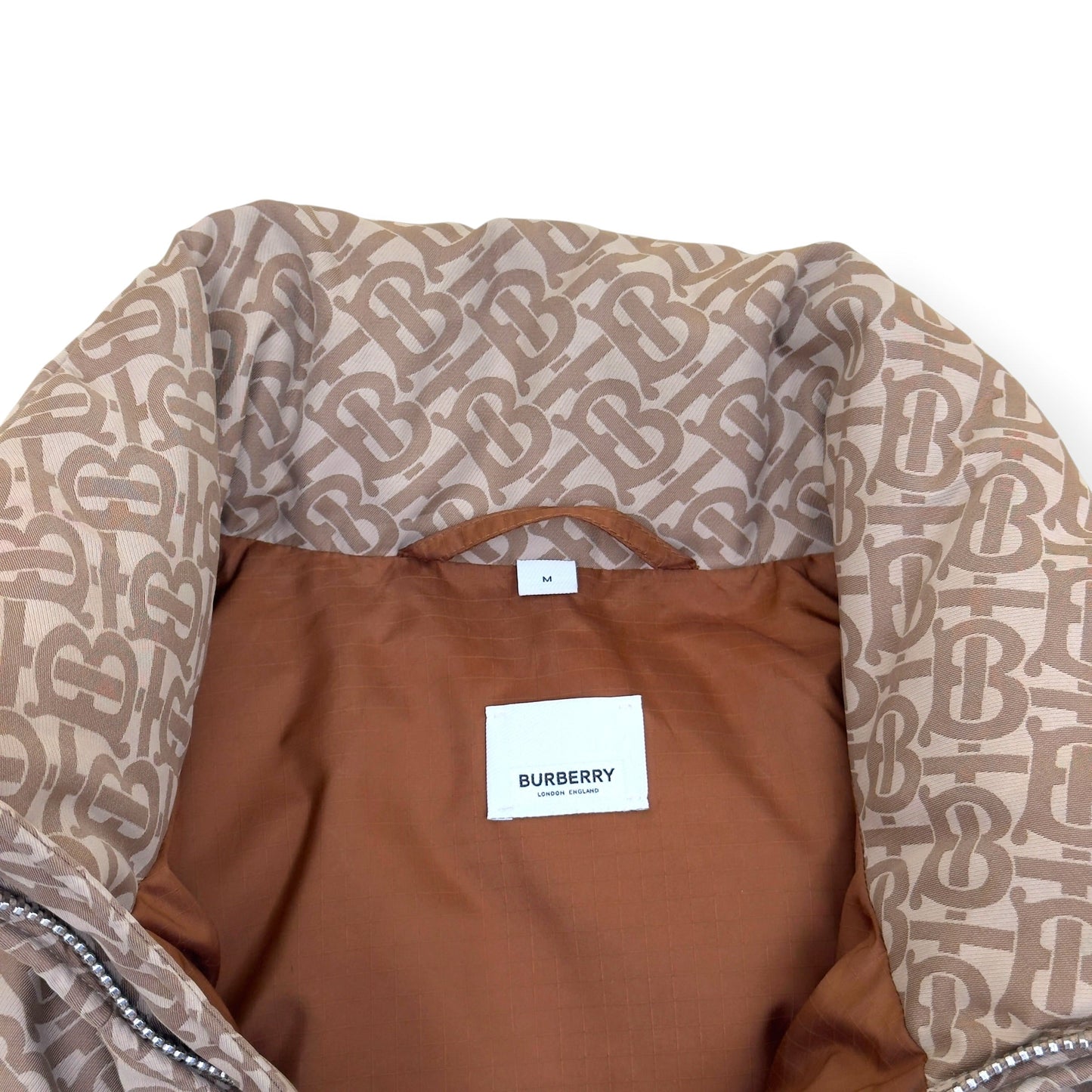 BURBERRY TB MONOGRAM DOWN PUFFER JACKET BROWN M | Medium, Brown