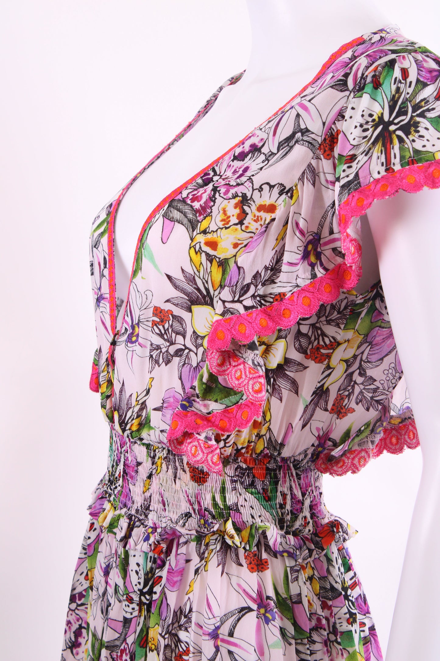 TAJ Floral Mini Dress White 0 | O/S, White