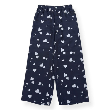 MARNI HEART PRINT SILK TROUSERS NAVY SIZE 50 / L | Large, Navy