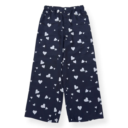 MARNI HEART PRINT SILK TROUSERS NAVY SIZE 50 / L | Large, Navy