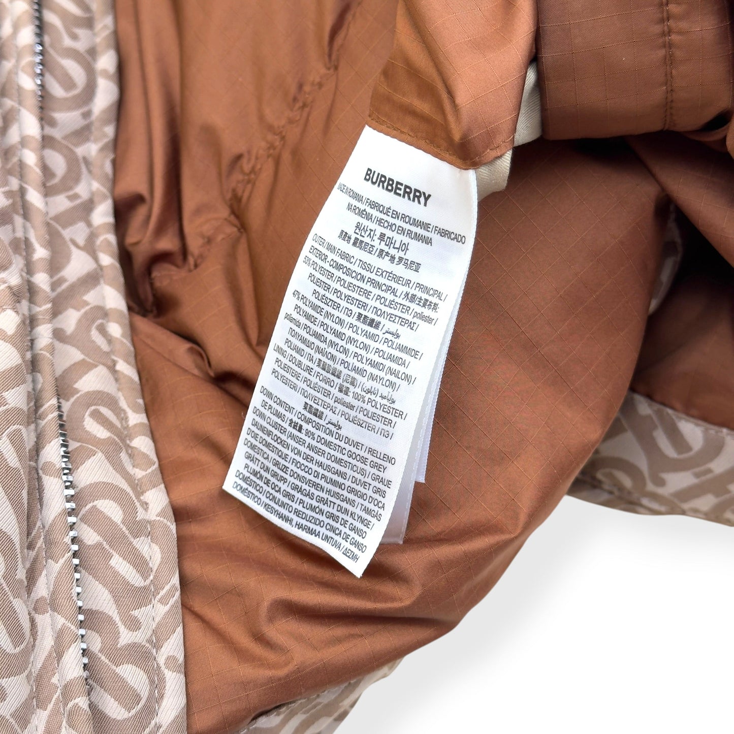 BURBERRY TB MONOGRAM DOWN PUFFER JACKET BROWN M | Medium, Brown
