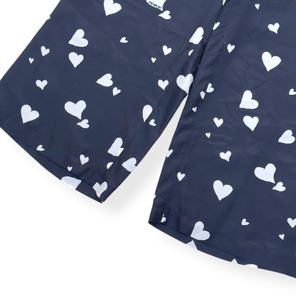 MARNI HEART PRINT SILK TROUSERS NAVY SIZE 50 / L | Large, Navy