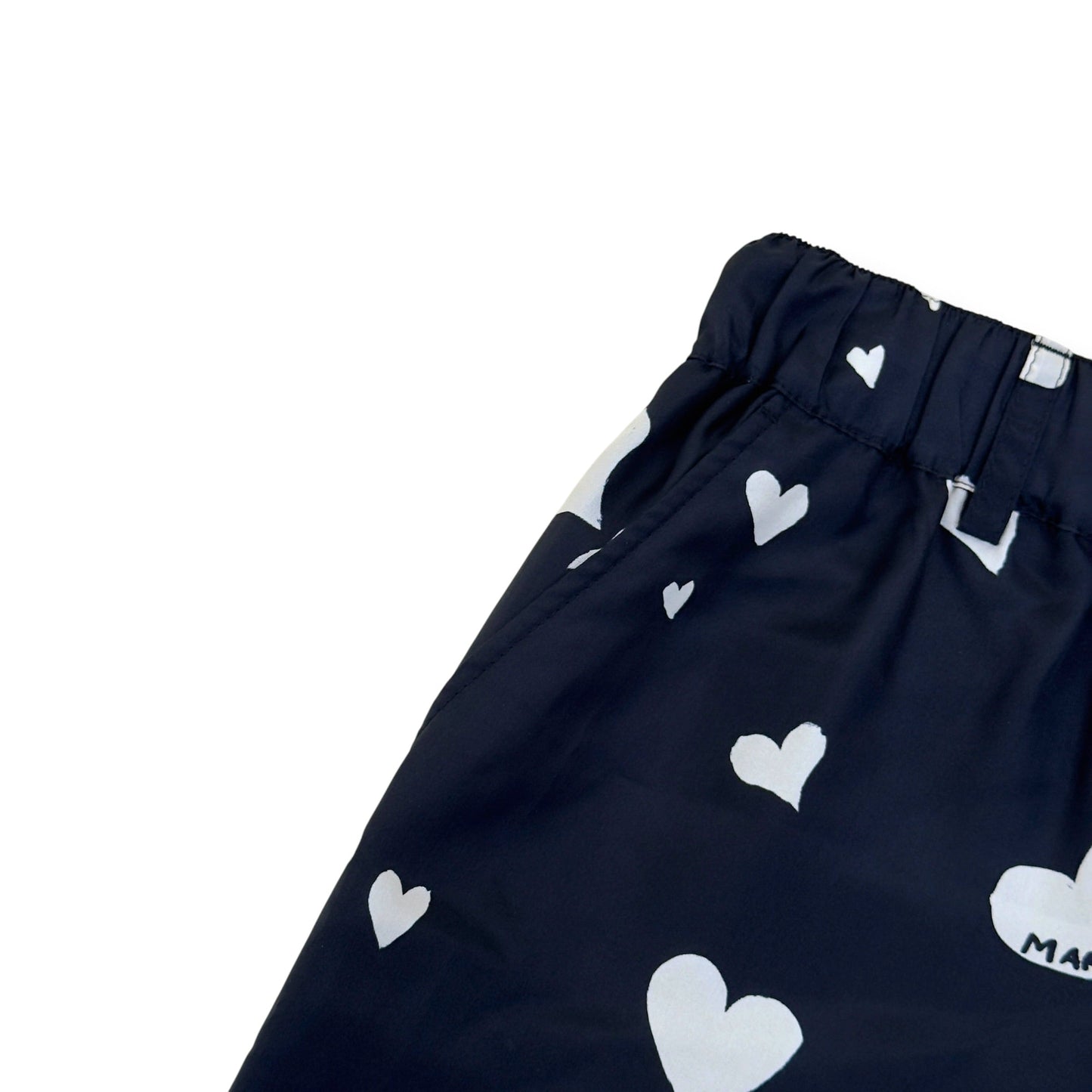 MARNI HEART PRINT SILK TROUSERS NAVY SIZE 50 / L | Large, Navy