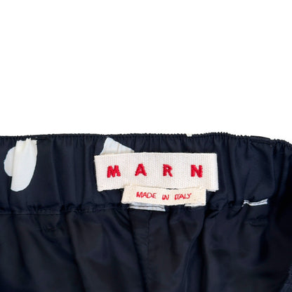 MARNI HEART PRINT SILK TROUSERS NAVY SIZE 50 / L | Large, Navy