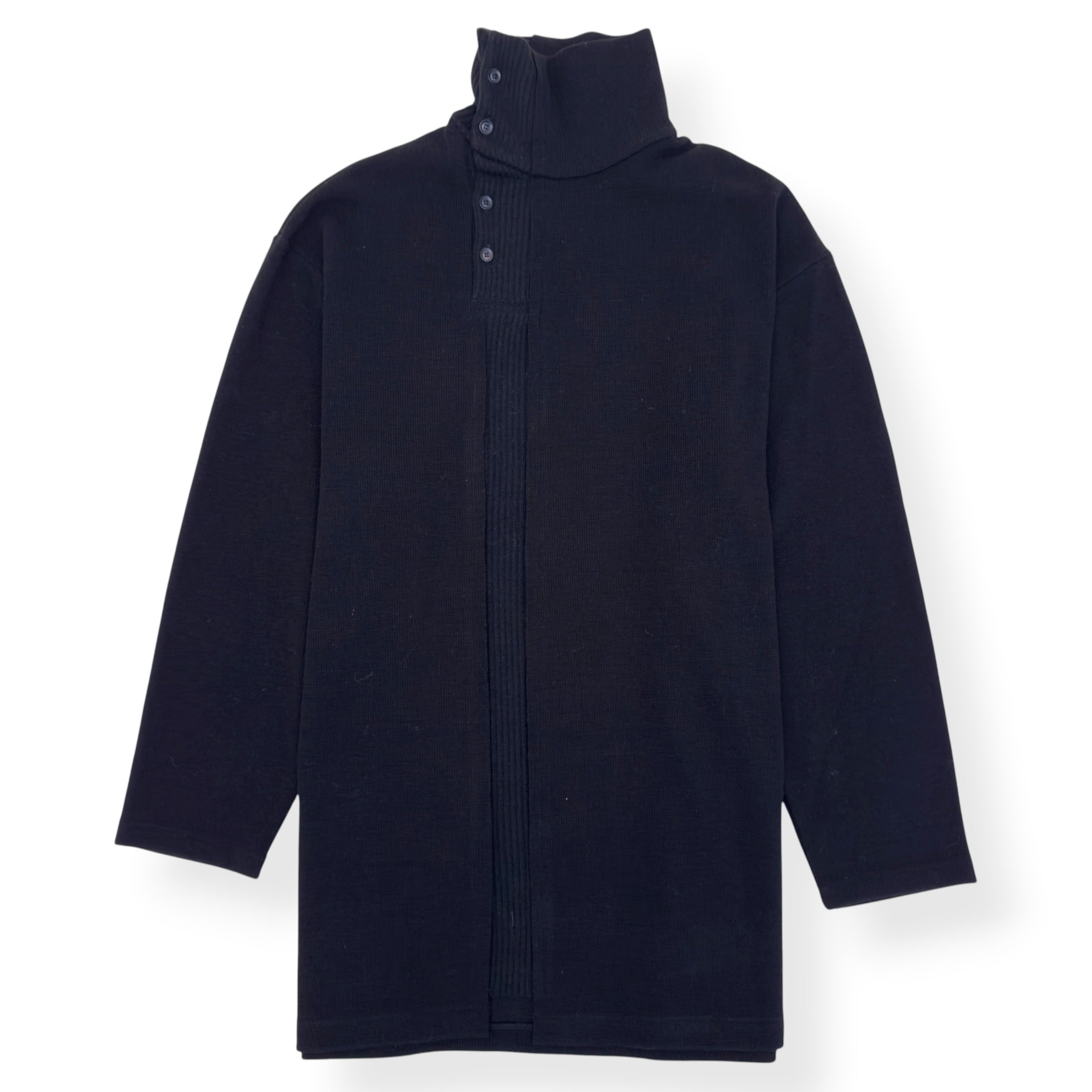 YOHJI YAMAMOTO POUR HOMME RIBBED HIGH NECK KNITTED JUMPER BLACK