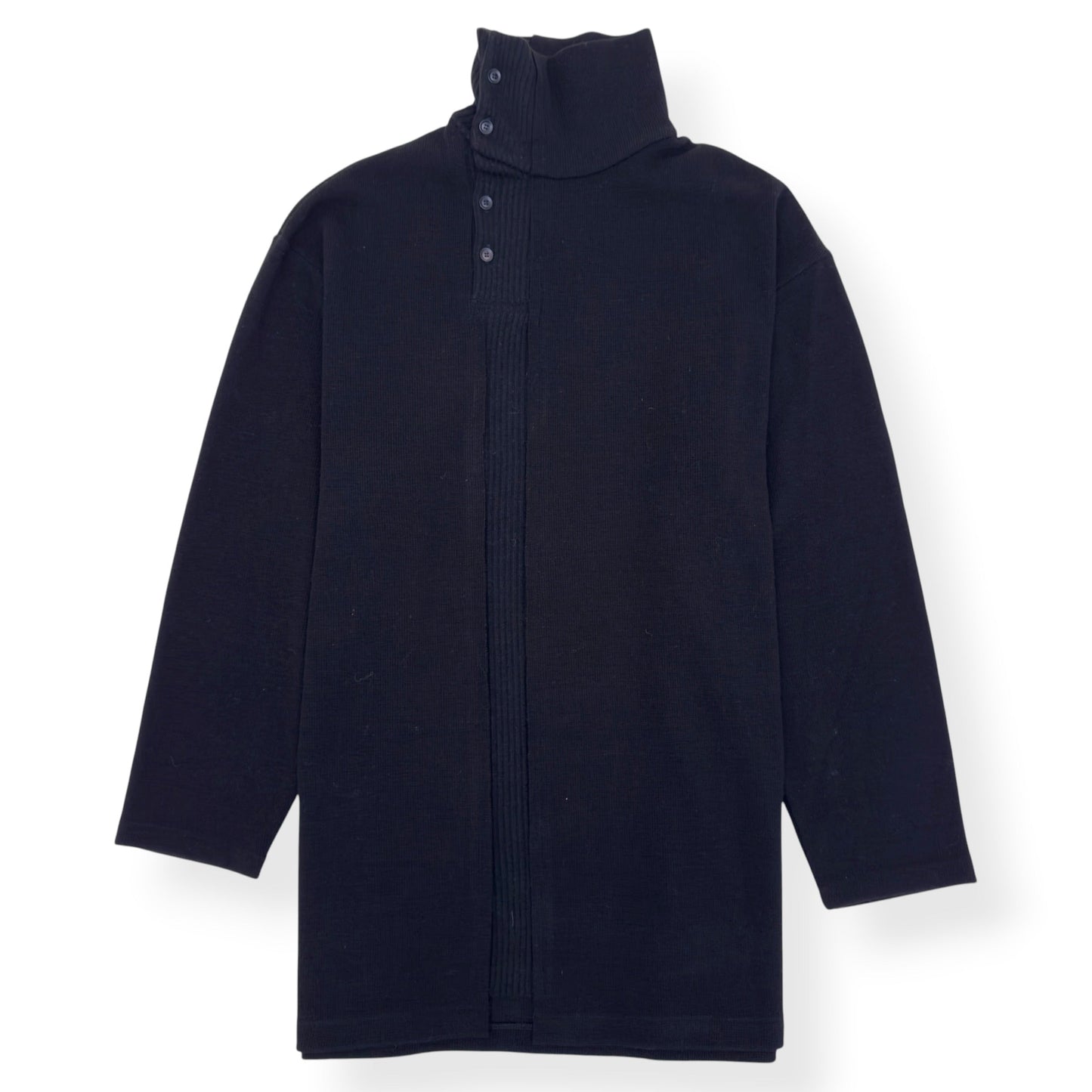 YOHJI YAMAMOTO POUR HOMME RIBBED HIGH NECK KNITTED JUMPER BLACK SIZE 3 / L | Large, Black