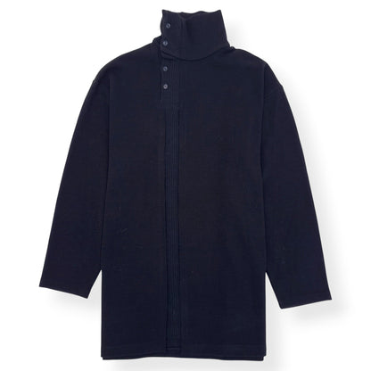 YOHJI YAMAMOTO POUR HOMME RIBBED HIGH NECK KNITTED JUMPER BLACK SIZE 3 / L | Large, Black
