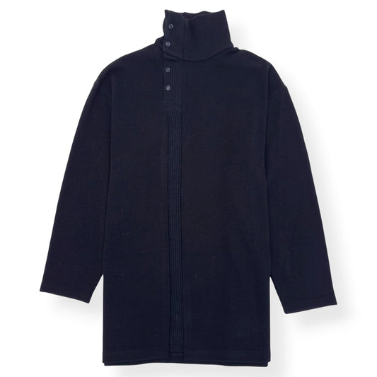 YOHJI YAMAMOTO POUR HOMME RIBBED HIGH NECK KNITTED JUMPER BLACK SIZE 3 / L | Large, Black