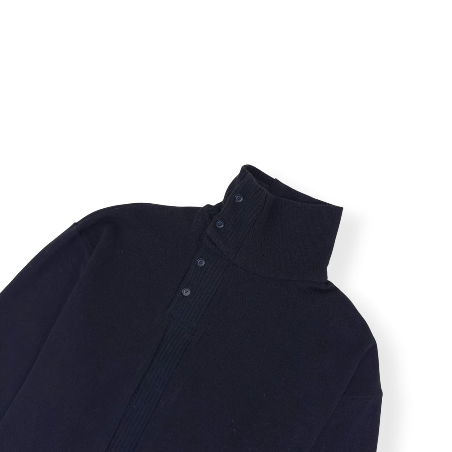 YOHJI YAMAMOTO POUR HOMME RIBBED HIGH NECK KNITTED JUMPER BLACK SIZE 3 / L | Large, Black