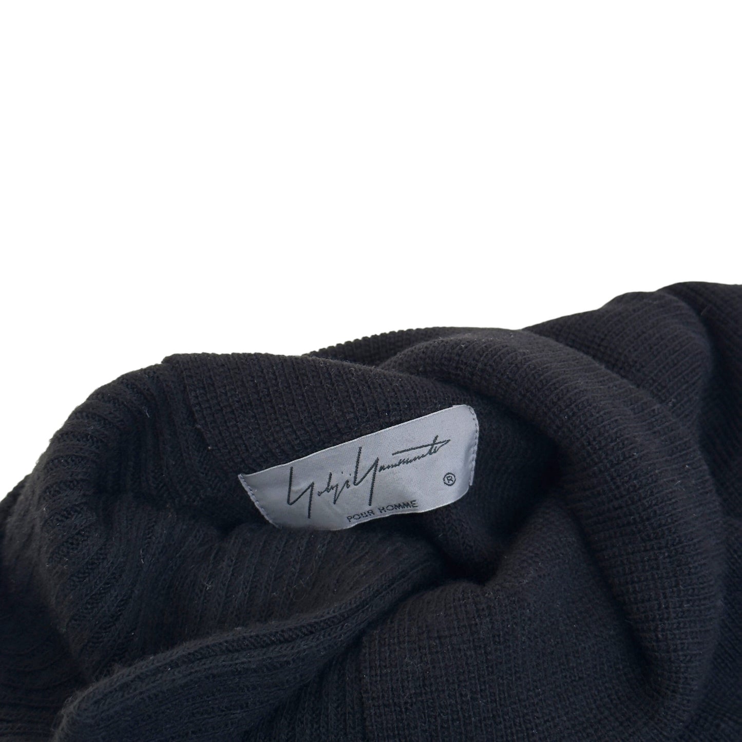 YOHJI YAMAMOTO POUR HOMME RIBBED HIGH NECK KNITTED JUMPER BLACK SIZE 3 / L | Large, Black