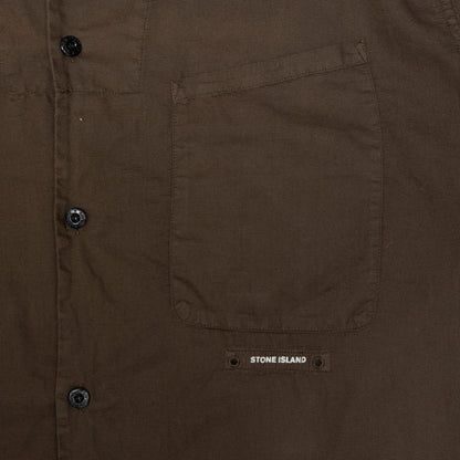 SS2000 Stone Island Textured Olive Pocket Spellout Shirt