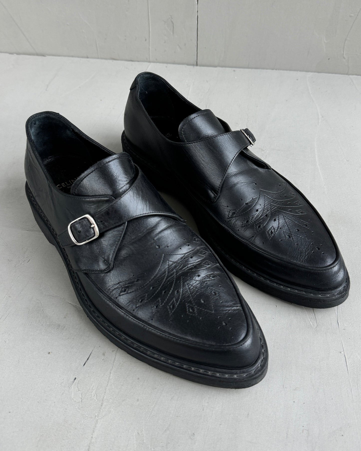 CELINE BY HEDI SLIMANE FW19 MONK LEATHER DERBY SHOES - EU 41.5