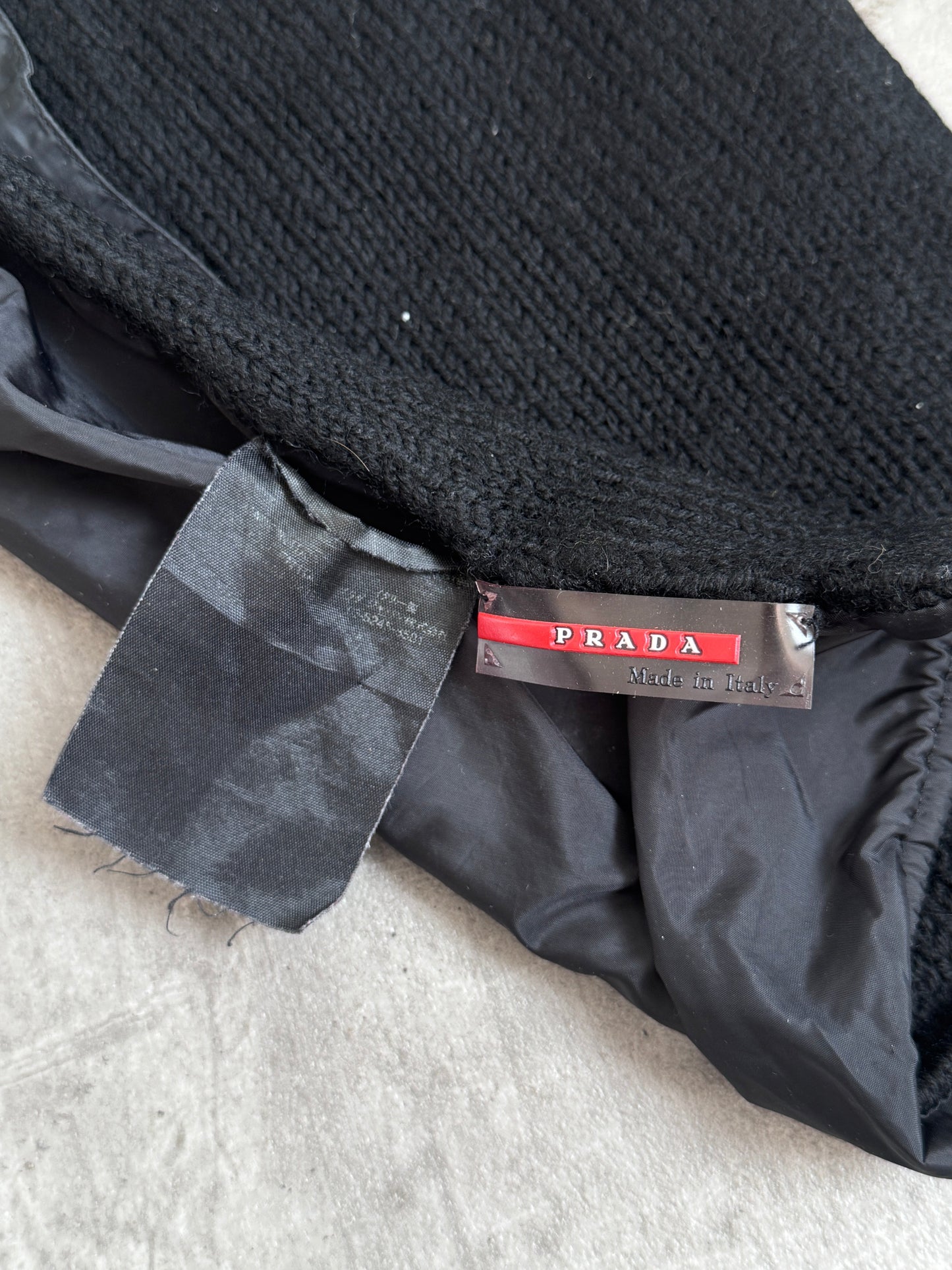 Prada Black Nylon Knit Scarf