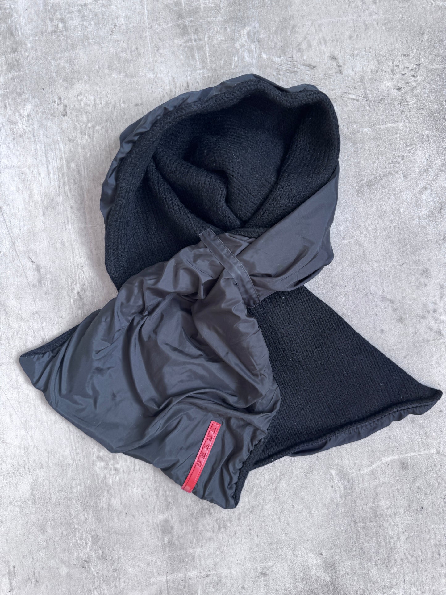 Prada Black Nylon Knit Scarf