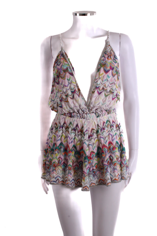Missoni Mare S/S Knit Playsuit White/ Multi Colured 6 | O/S, Red