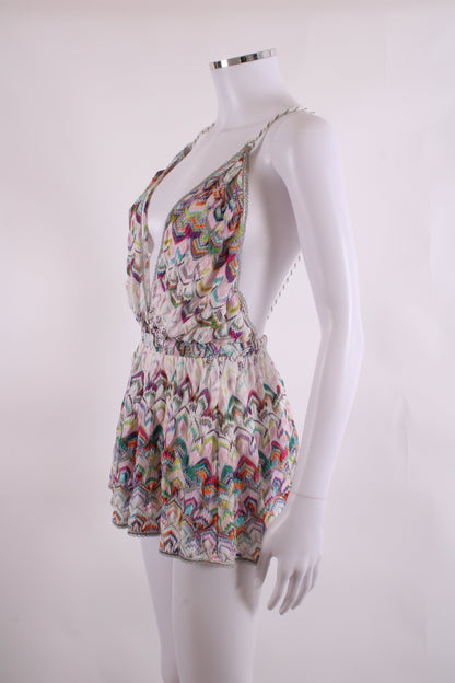 Missoni Mare S/S Knit Playsuit White/ Multi Colured 6 | O/S, Red