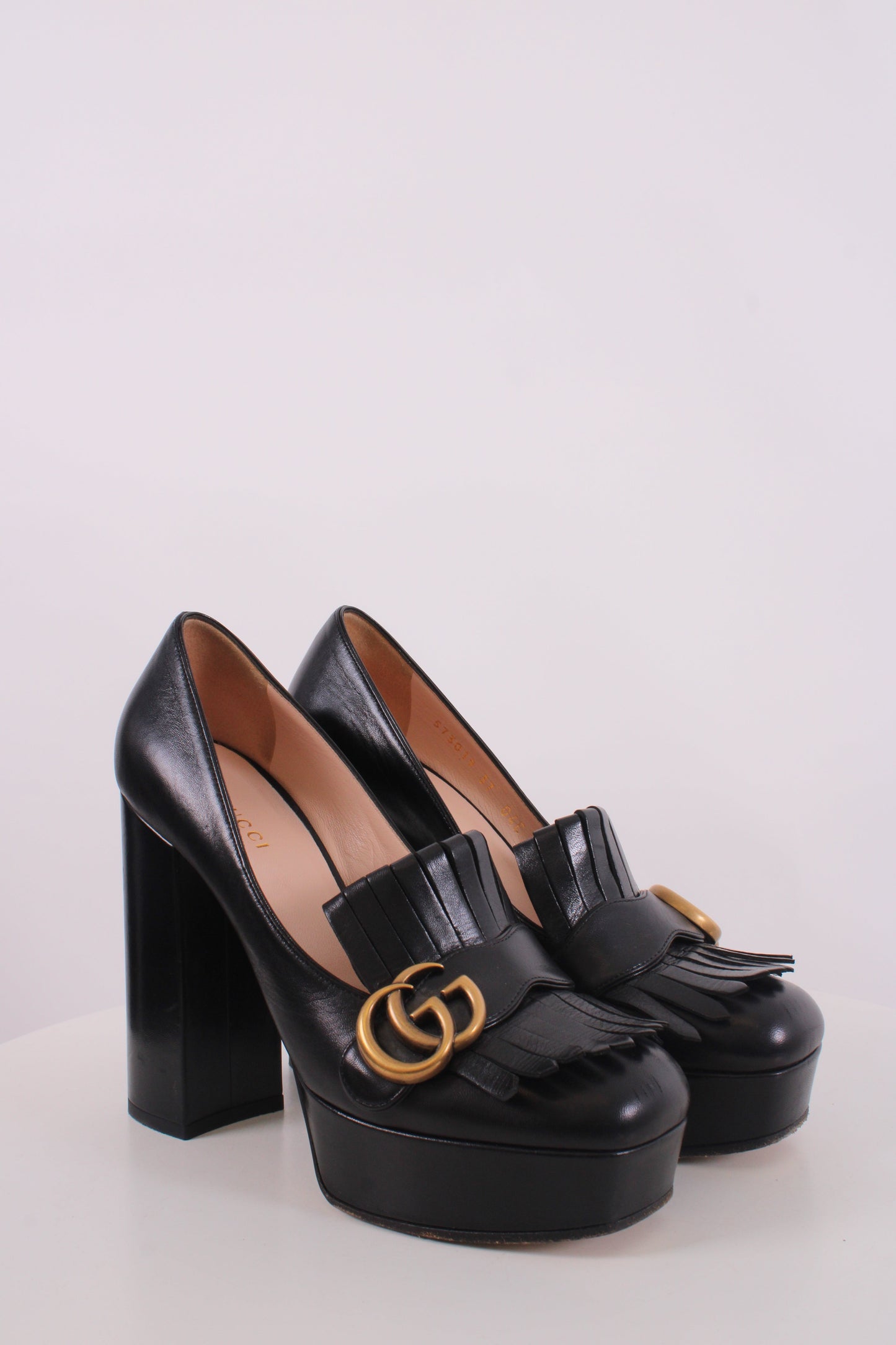 Gucci GG Marmont Fringe Platform Heels Black 37 | O/S, Black