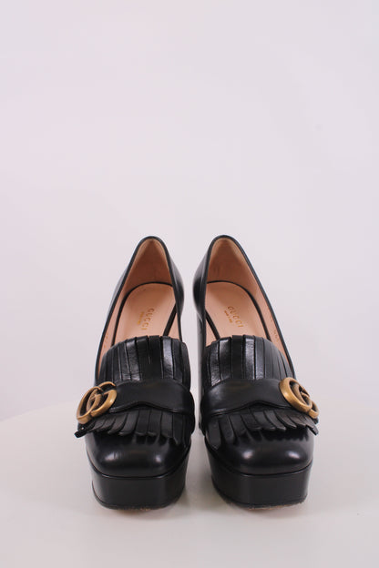 Gucci GG Marmont Fringe Platform Heels Black 37 | O/S, Black