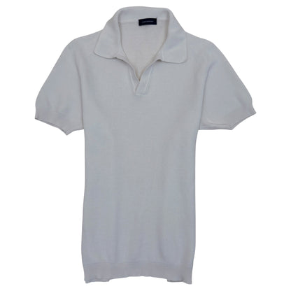THOM SWEENEY LINEN KNITTED POLO WHITE L | Large, White