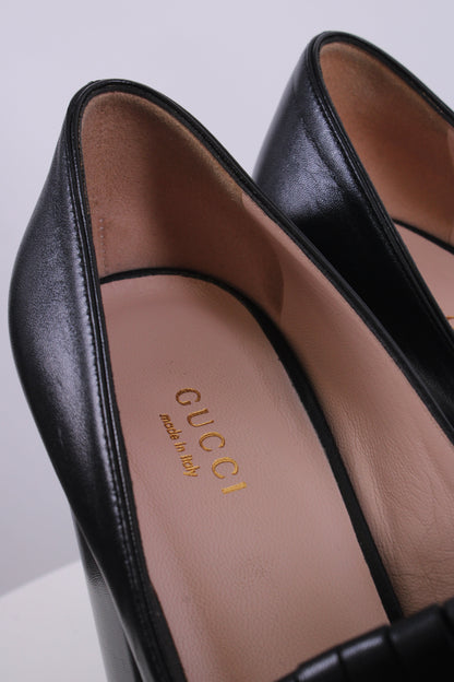 Gucci GG Marmont Fringe Platform Heels Black 37 | O/S, Black