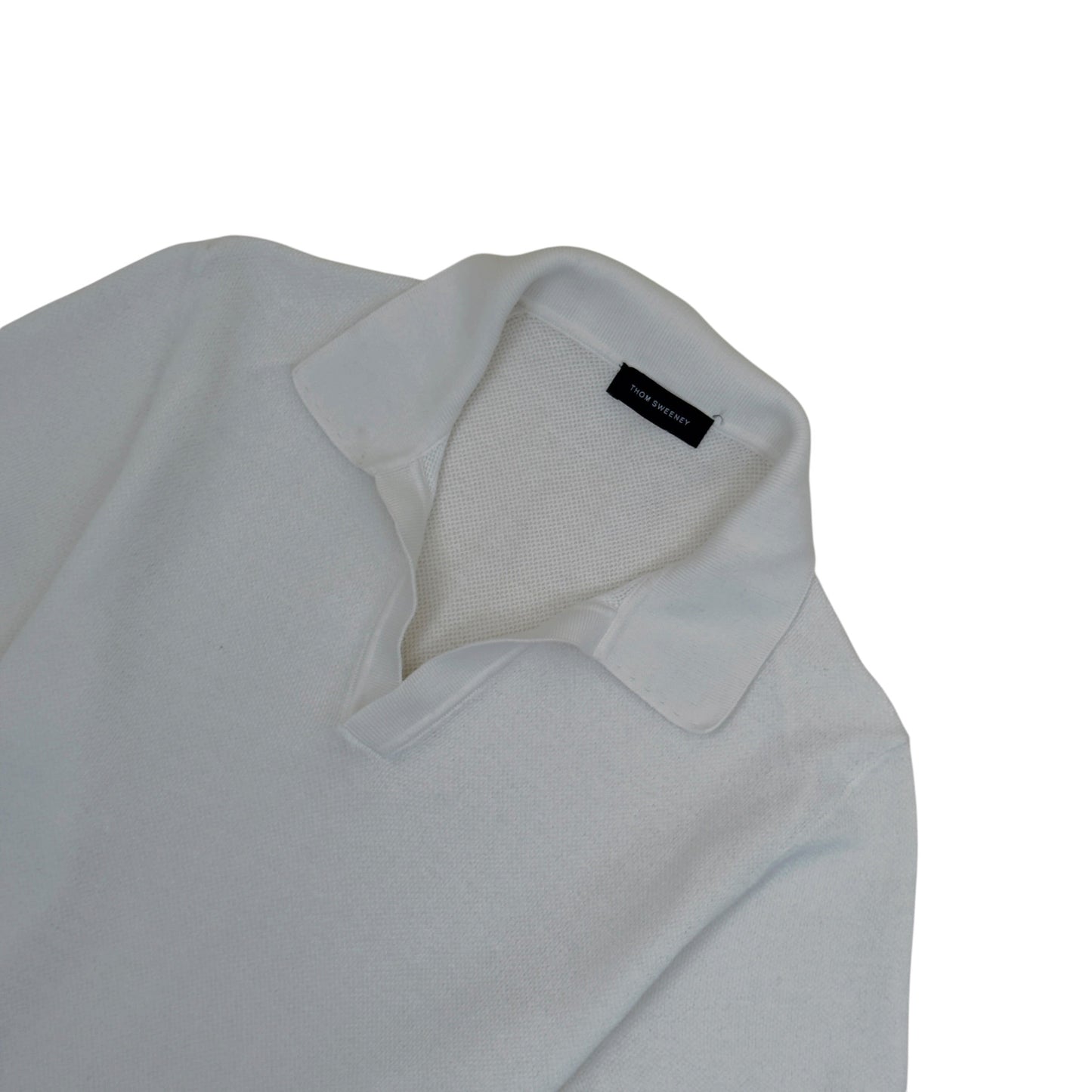 THOM SWEENEY LINEN KNITTED POLO WHITE L | Large, White