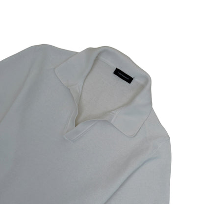 THOM SWEENEY LINEN KNITTED POLO WHITE L | Large, White