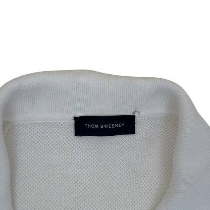 THOM SWEENEY LINEN KNITTED POLO WHITE L | Large, White