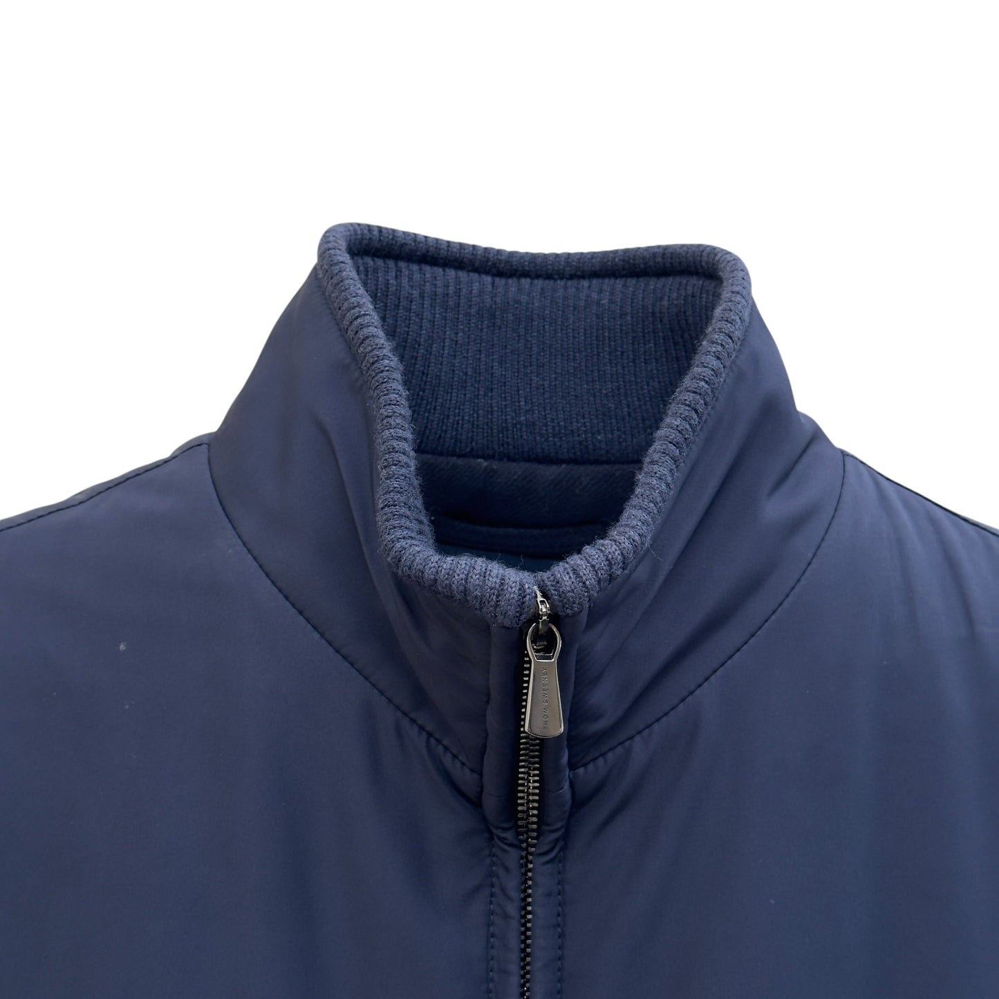 THOM SWEENEY WOOL CASHMERE ZIP BOMBER NAVY 52 / L | Large, Navy